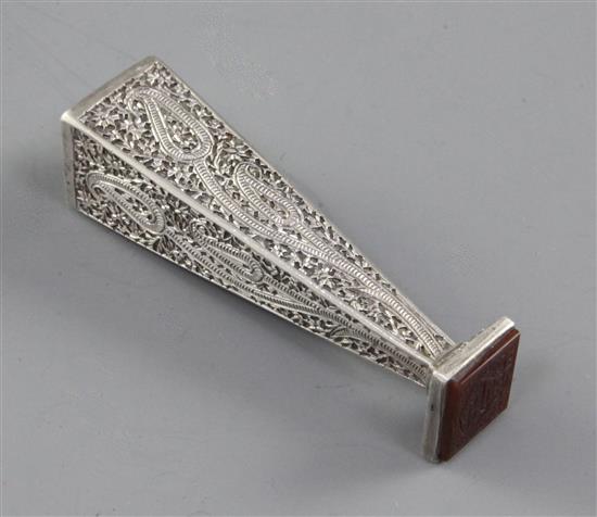 A Persian white metal desk seal, 3.2in.